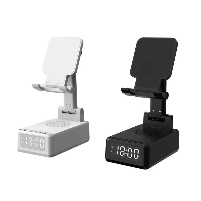 Hot Alarm Clock Phone Holder Portable Speaker 3000mAh Large Battery True Wireless Charger Multifunctional Bluetooth Speaker